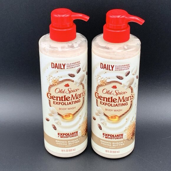 Old Spice GentleMan's Exfoliating Body Wash Brown Sugar & Cocoa 18 fl oz 2 Pack - Picture 1 of 5
